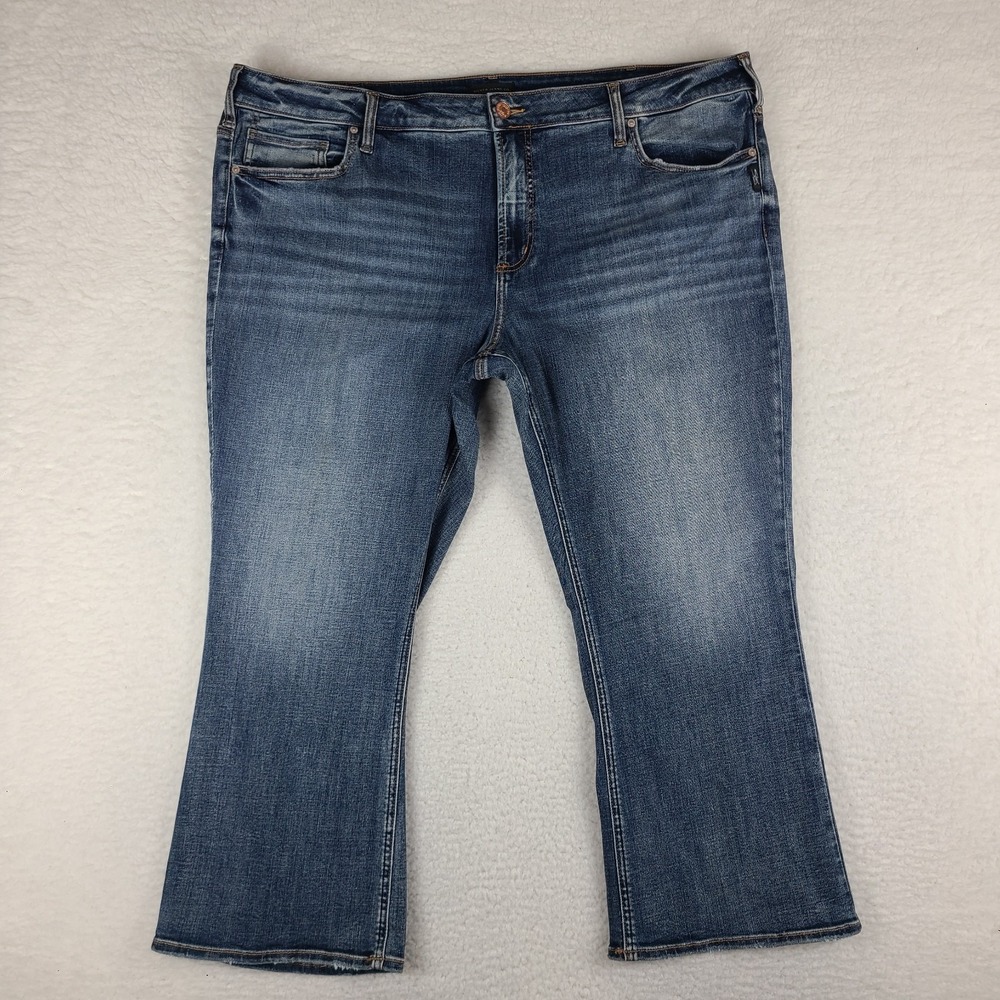 Silver Jeans Womens 24x26 Blue Suki Kick Flare Dark‎ Wash Denim